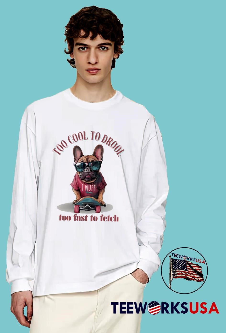 Too cool to drool Dog fast fetch - Adult & Kids T-Shirts, Sweatshirts & Hoodies apparel design preview 4