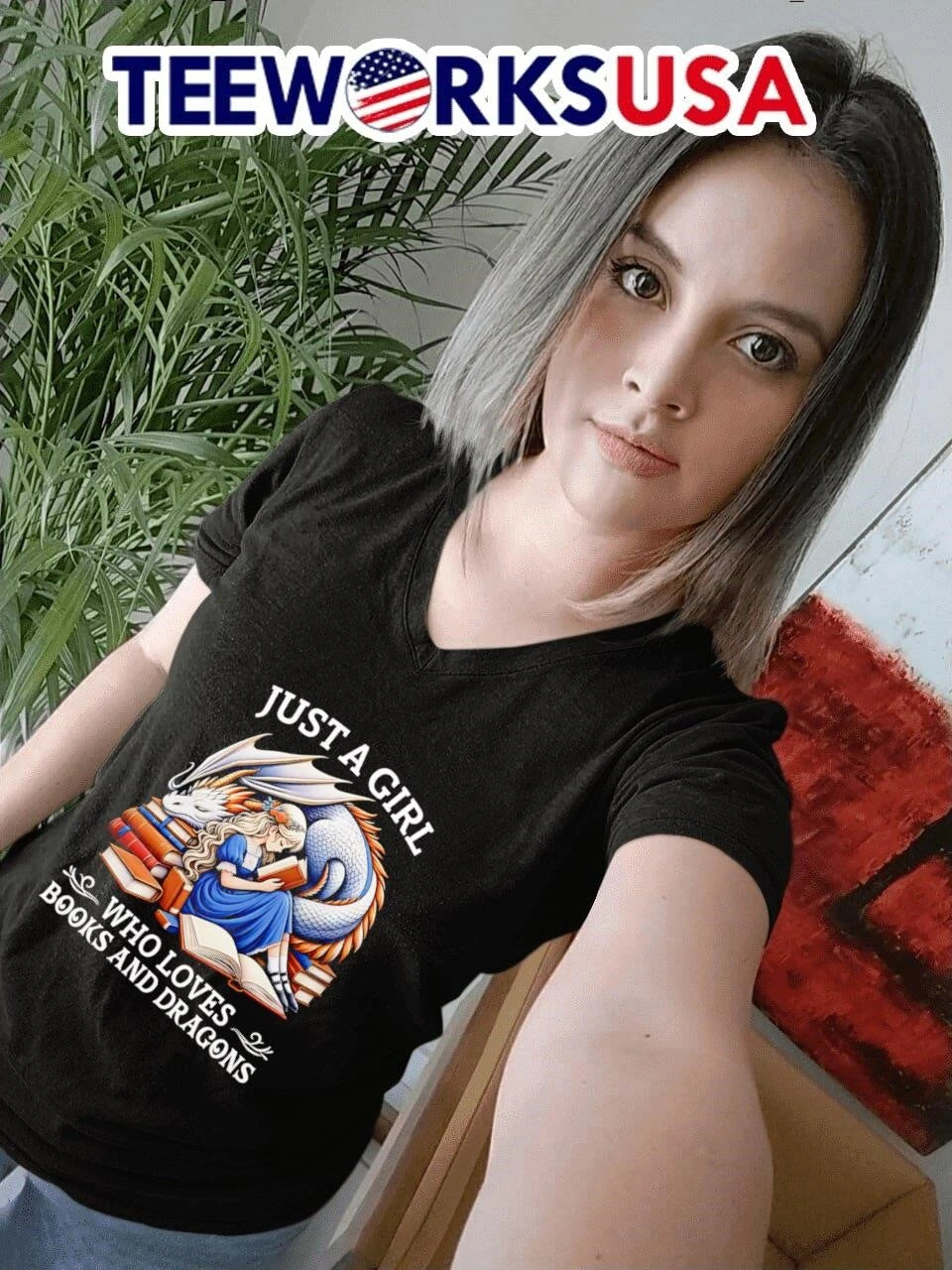 Just A Girl Who Loves Books And Dragons - Adult & Kids T-Shirts, Sweatshirts & Hoodies apparel design preview 7