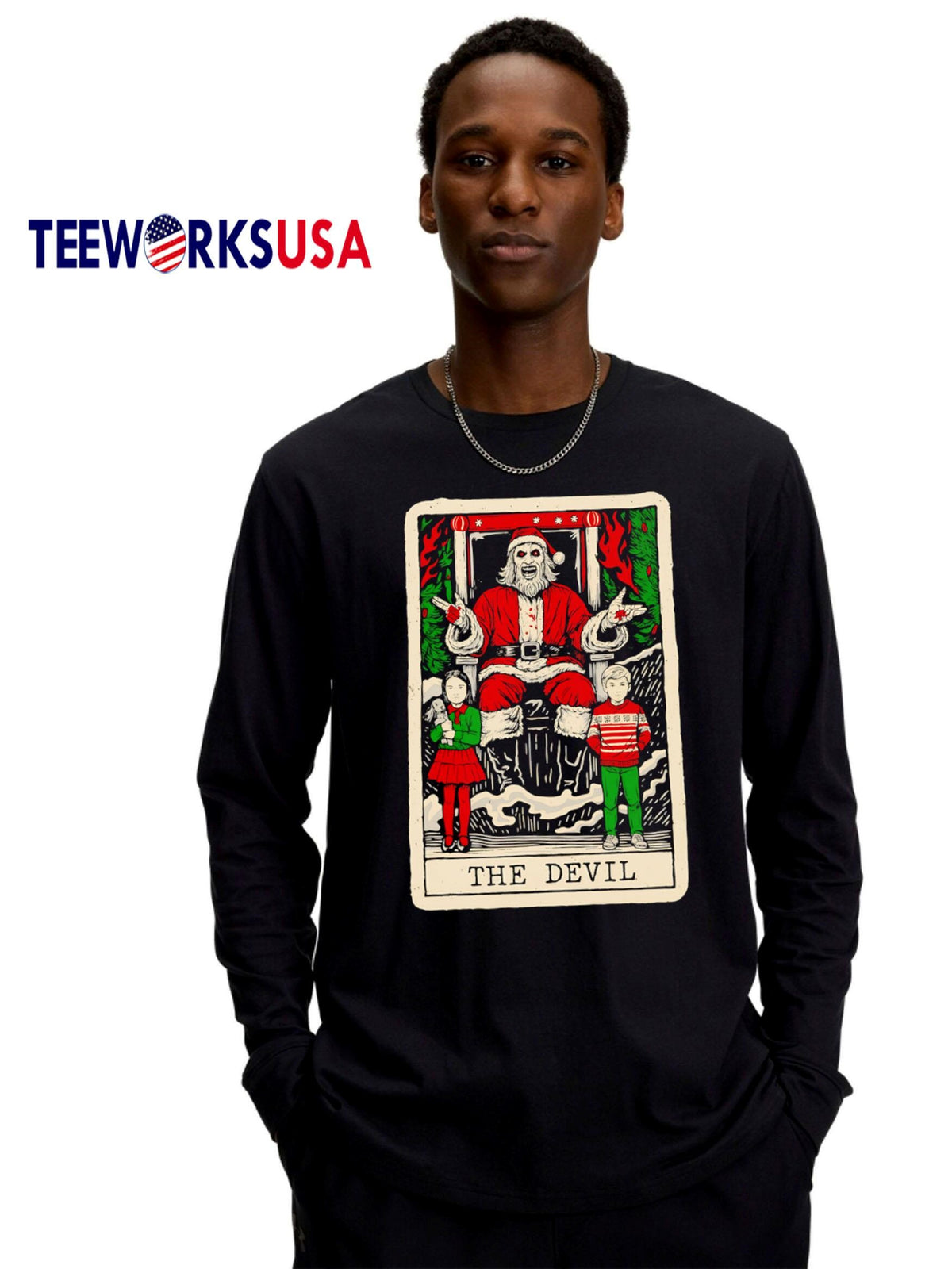 Premium The Devil Santa Claus Christmas - Adult & Kids T-Shirts, Sweatshirts & Hoodies apparel design preview 4