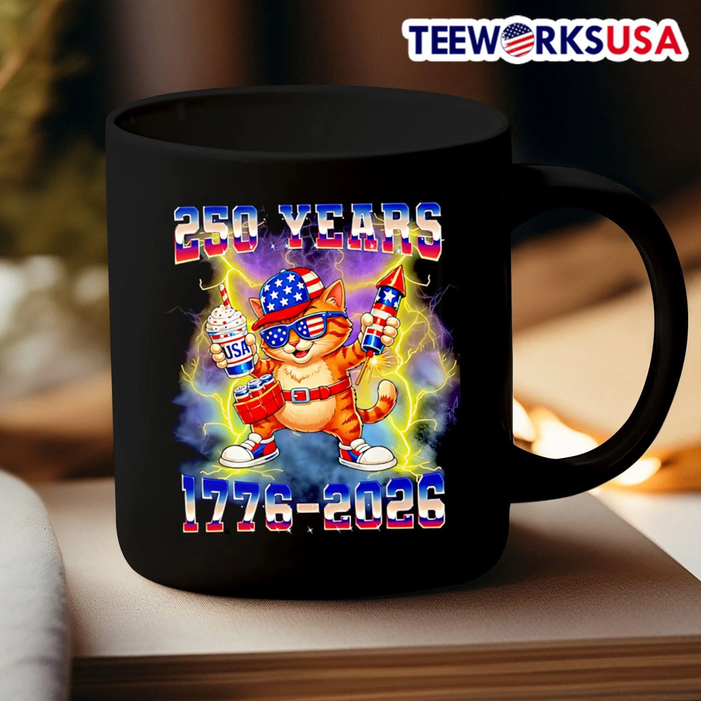 250 Years 1776-2026 USA Orange Cat - Adult & Kids T-Shirts, Sweatshirts & Hoodies apparel design preview 3