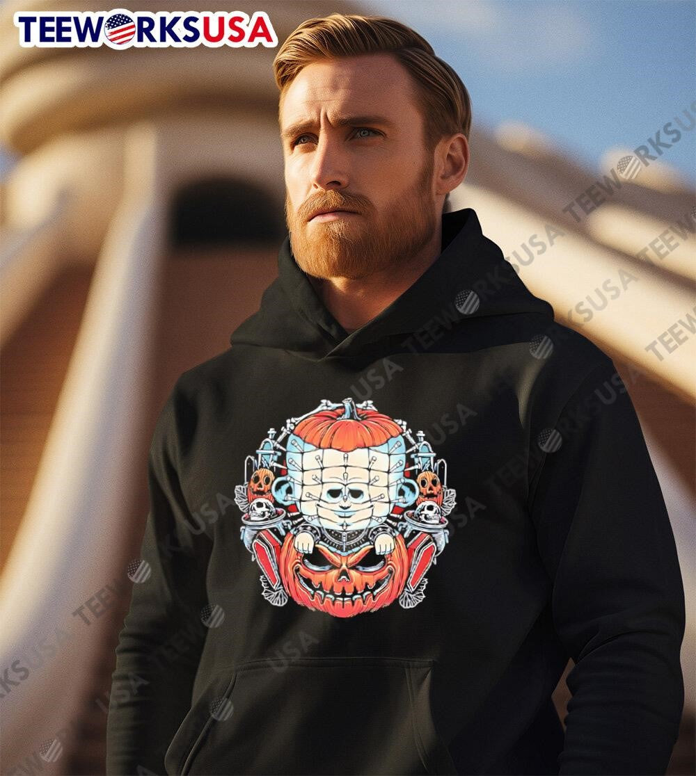 A Cute Pinhead In Jack-o-lantern Halloween - Adult & Kids T-Shirts, Sweatshirts & Hoodies apparel design preview 2