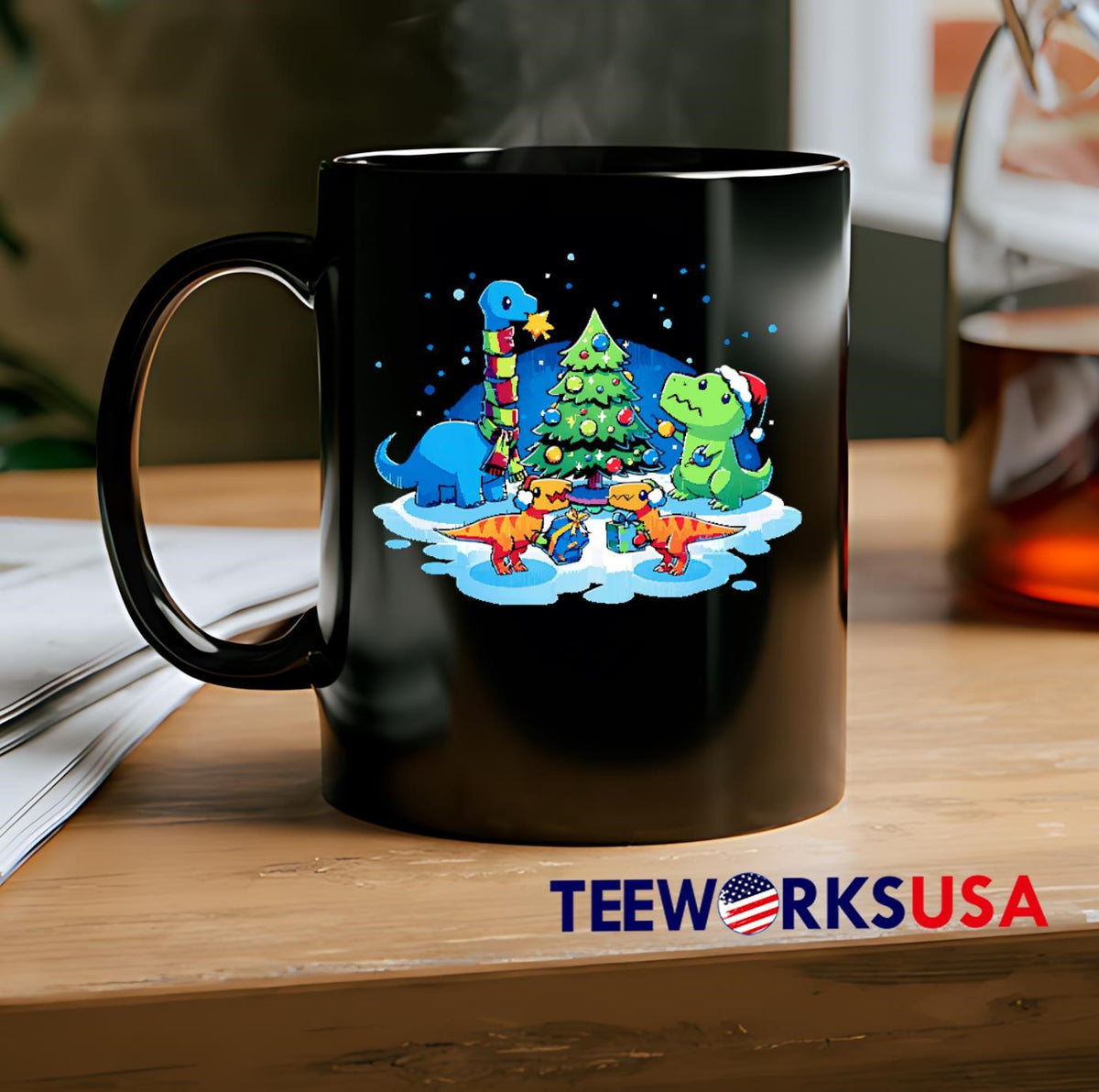 A Very Dino Christmas - Adult & Kids T-Shirts, Sweatshirts & Hoodies apparel design preview 2