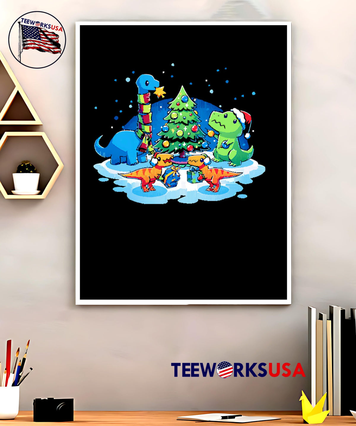 A Very Dino Christmas - Adult & Kids T-Shirts, Sweatshirts & Hoodies apparel design preview 5