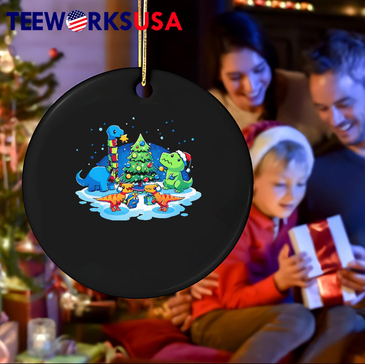 A Very Dino Christmas - Adult & Kids T-Shirts, Sweatshirts & Hoodies apparel design preview 4