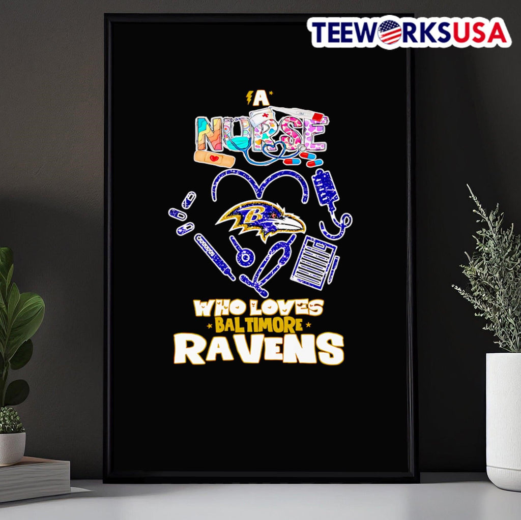A nurse who loves Baltimore Ravens - Adult & Kids T-Shirts, Sweatshirts & Hoodies apparel design preview 5