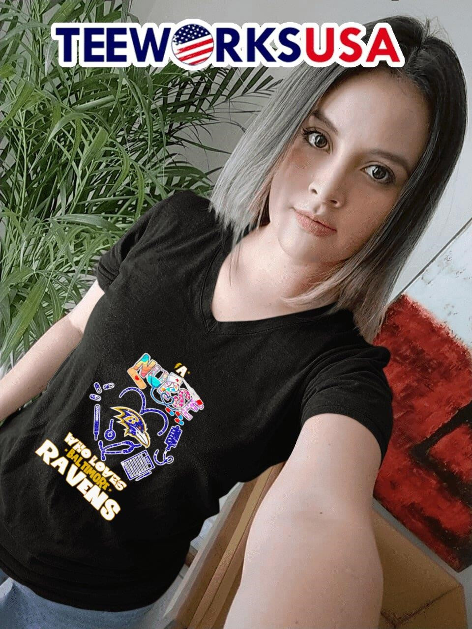 A nurse who loves Baltimore Ravens - Adult & Kids T-Shirts, Sweatshirts & Hoodies apparel design preview 7