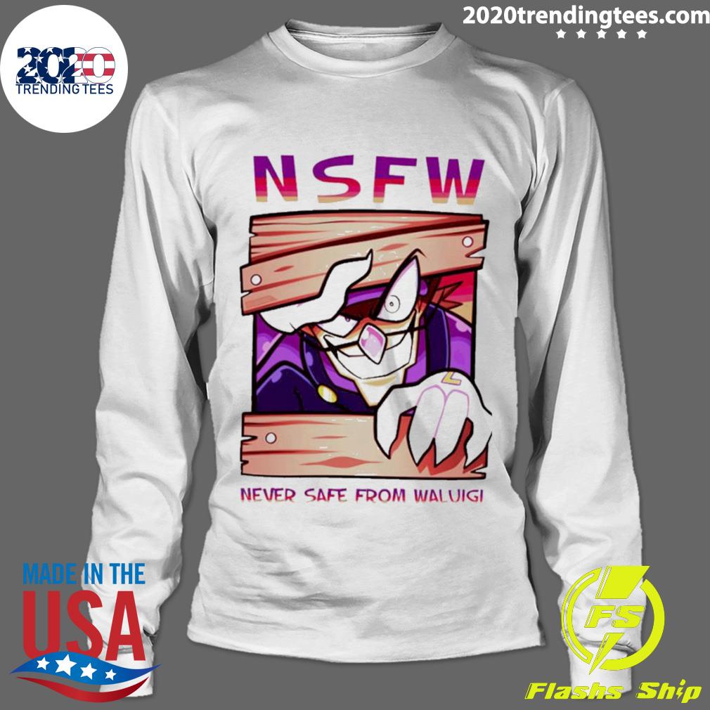 Official nsfw Never Safe From Waluigi - Adult & Kids T-Shirts, Sweatshirts & Hoodies apparel design preview 4