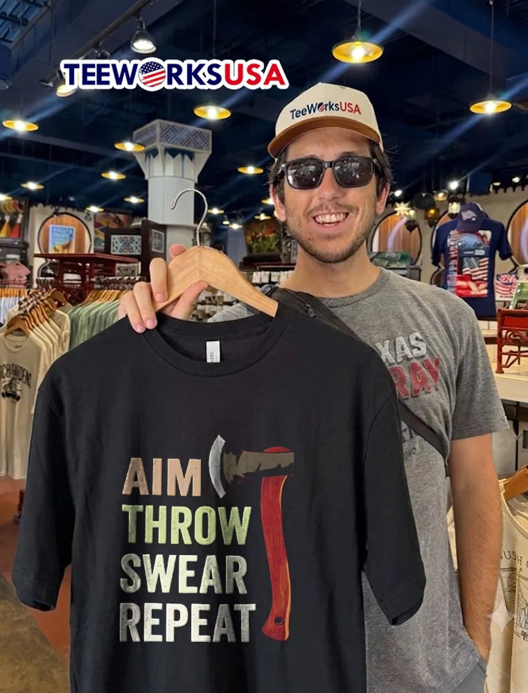 AIM Throw Swear Repeat Red Wood Handle Axe - Adult & Kids T-Shirts, Sweatshirts & Hoodies apparel design preview 2