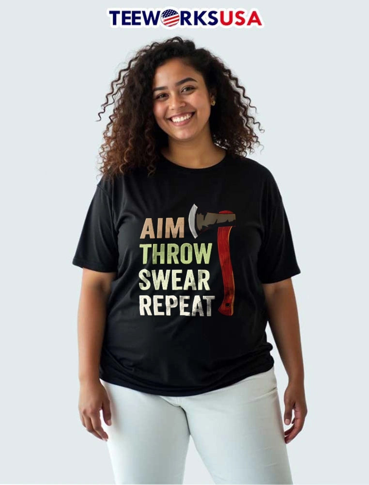 AIM Throw Swear Repeat Red Wood Handle Axe - Adult & Kids T-Shirts, Sweatshirts & Hoodies apparel design preview 3
