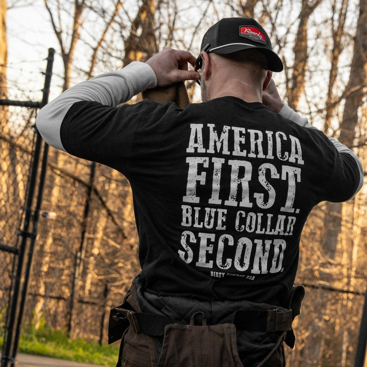 America First Blue Collar Second Men's - Adult & Kids T-Shirts, Sweatshirts & Hoodies apparel design preview 4