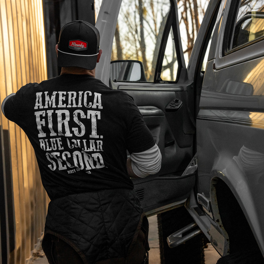 America First Blue Collar Second Men's - Adult & Kids T-Shirts, Sweatshirts & Hoodies apparel design preview 3