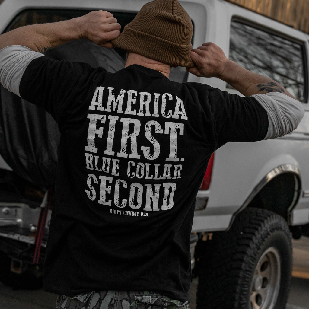 America First Blue Collar Second Men's - Adult & Kids T-Shirts, Sweatshirts & Hoodies apparel design preview 9
