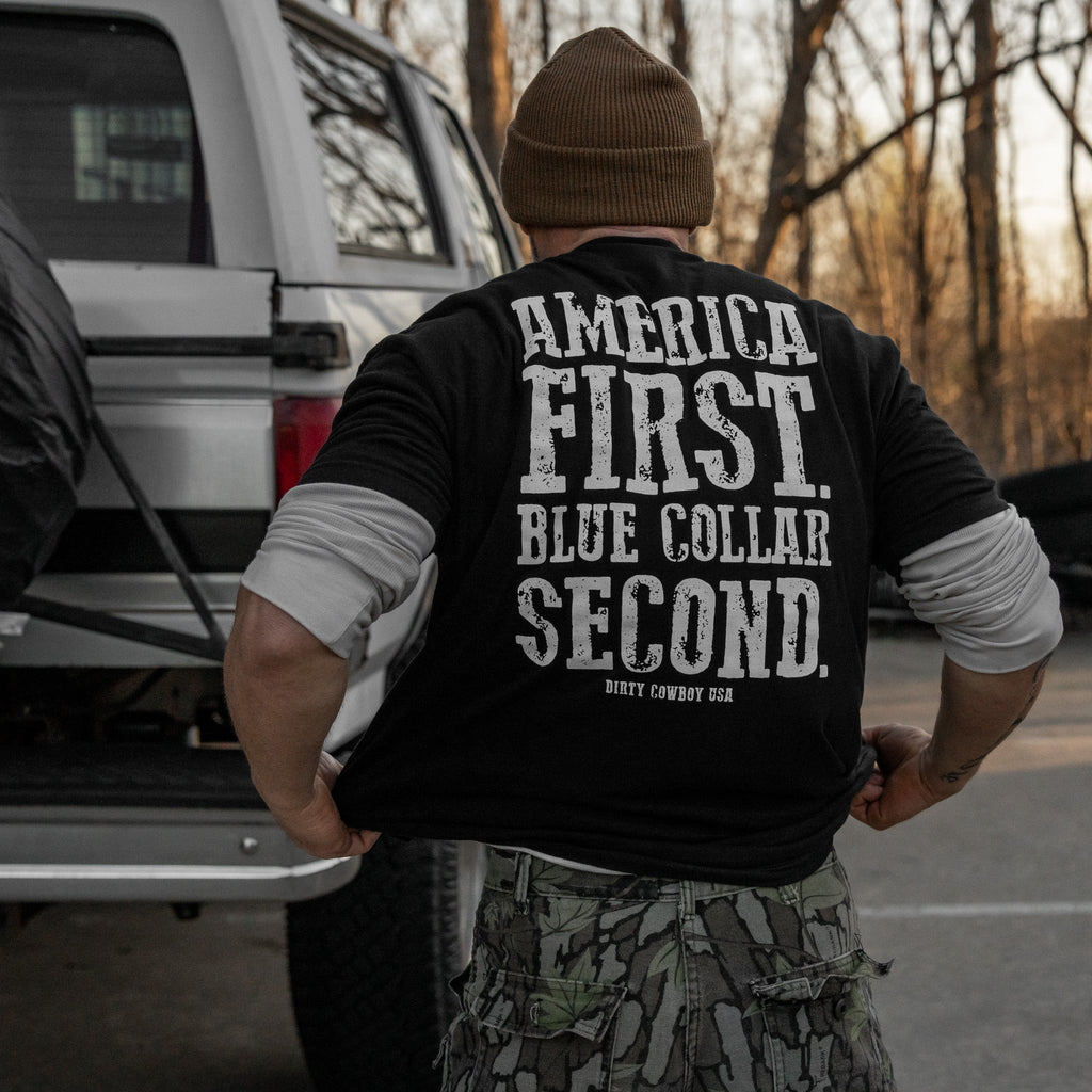 America First Blue Collar Second Men's - Adult & Kids T-Shirts, Sweatshirts & Hoodies apparel design preview 7