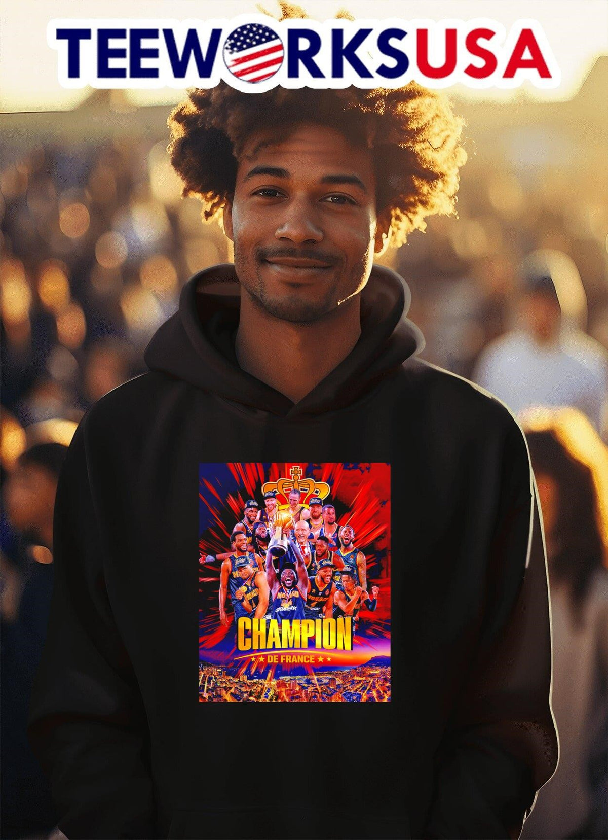 AS Monaco Basket Champion De France - Adult & Kids T-Shirts, Sweatshirts & Hoodies apparel design preview 2