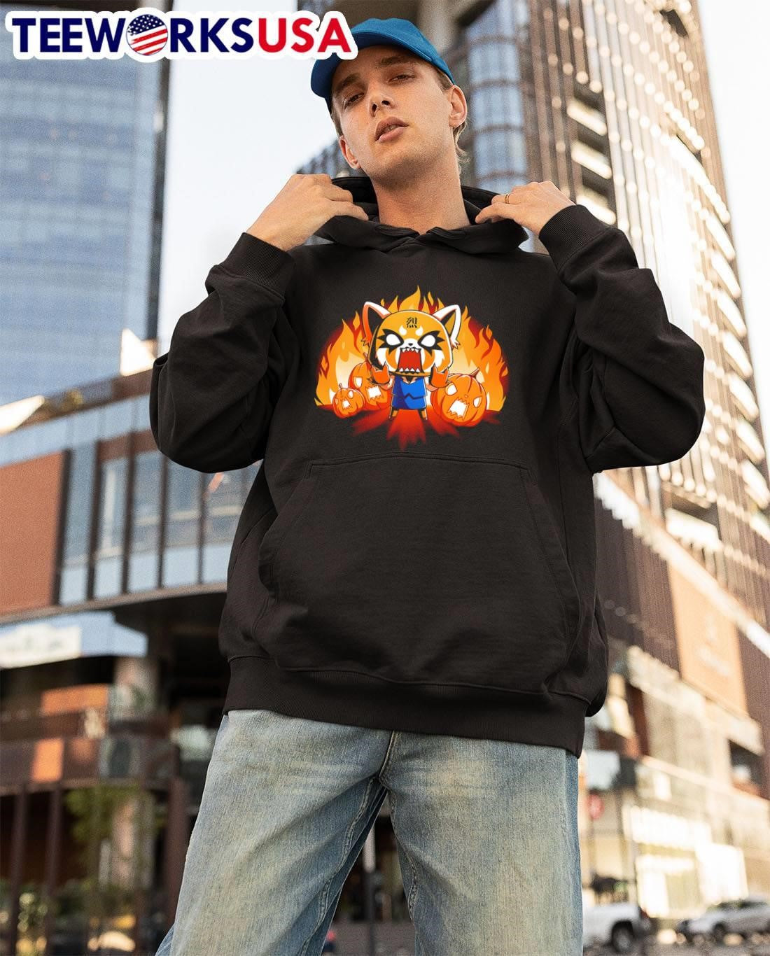 Aggretsuko's Happy Halloween cute - Adult & Kids T-Shirts, Sweatshirts & Hoodies apparel design preview 3