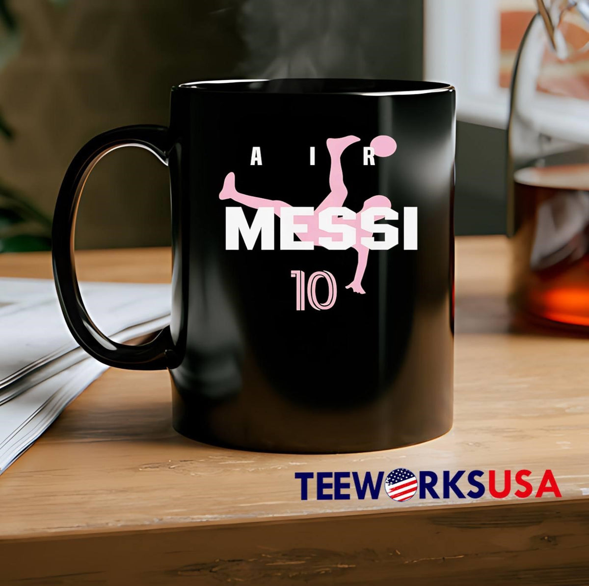 Air Messi 10 Soccer Icon Performs Overhead Kick - Adult & Kids T-Shirts, Sweatshirts & Hoodies apparel design preview 2