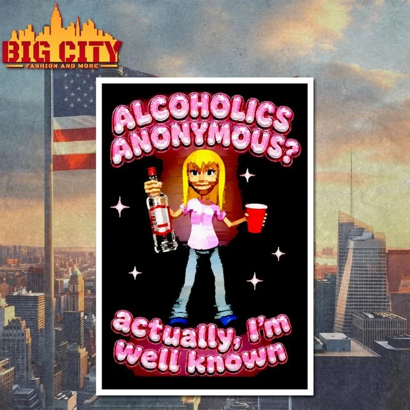 Alcoholics Anonymous Actually I'm Well Known Drinking - Adult & Kids T-Shirts, Sweatshirts & Hoodies apparel design preview 4