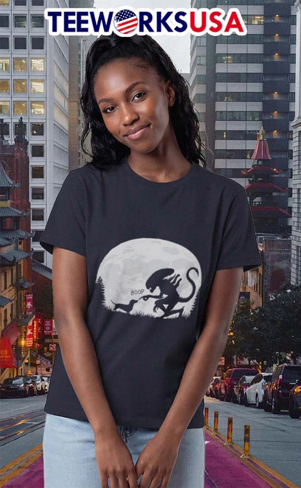 Alien Xenomorph Booping Doxie - Adult & Kids T-Shirts, Sweatshirts & Hoodies apparel design preview 2