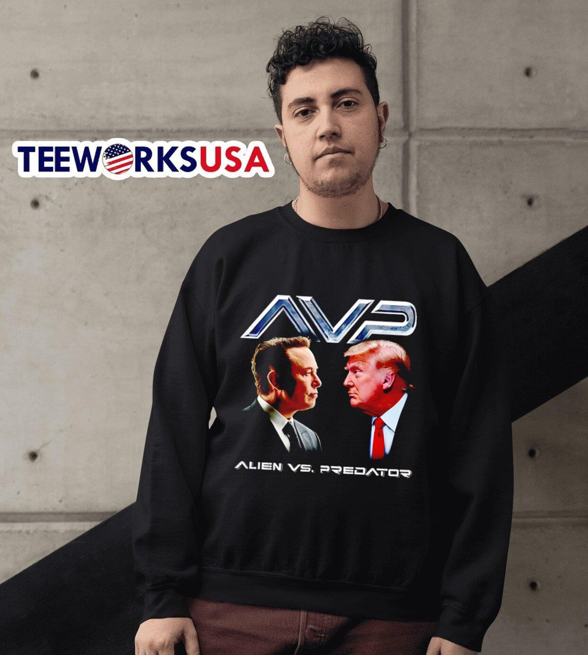 Alien vs Predator Trump Elon - Adult & Kids T-Shirts, Sweatshirts & Hoodies apparel design preview 6