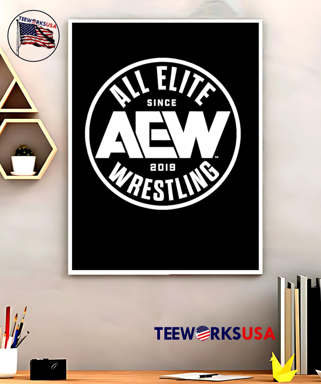 All Elite Aew Wrestling 2019 logo - Adult & Kids T-Shirts, Sweatshirts & Hoodies apparel design preview 5