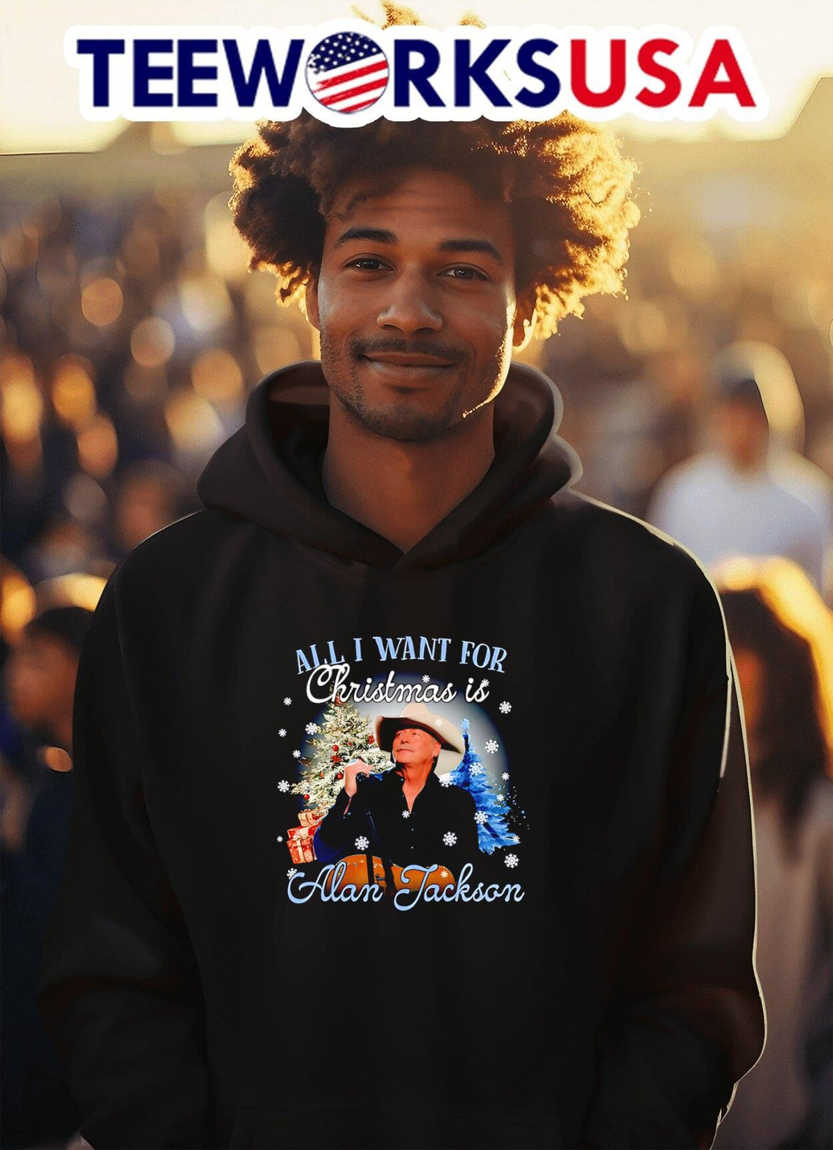 All I want for Christmas is Alan Jackson - Adult & Kids T-Shirts, Sweatshirts & Hoodies apparel design preview 2