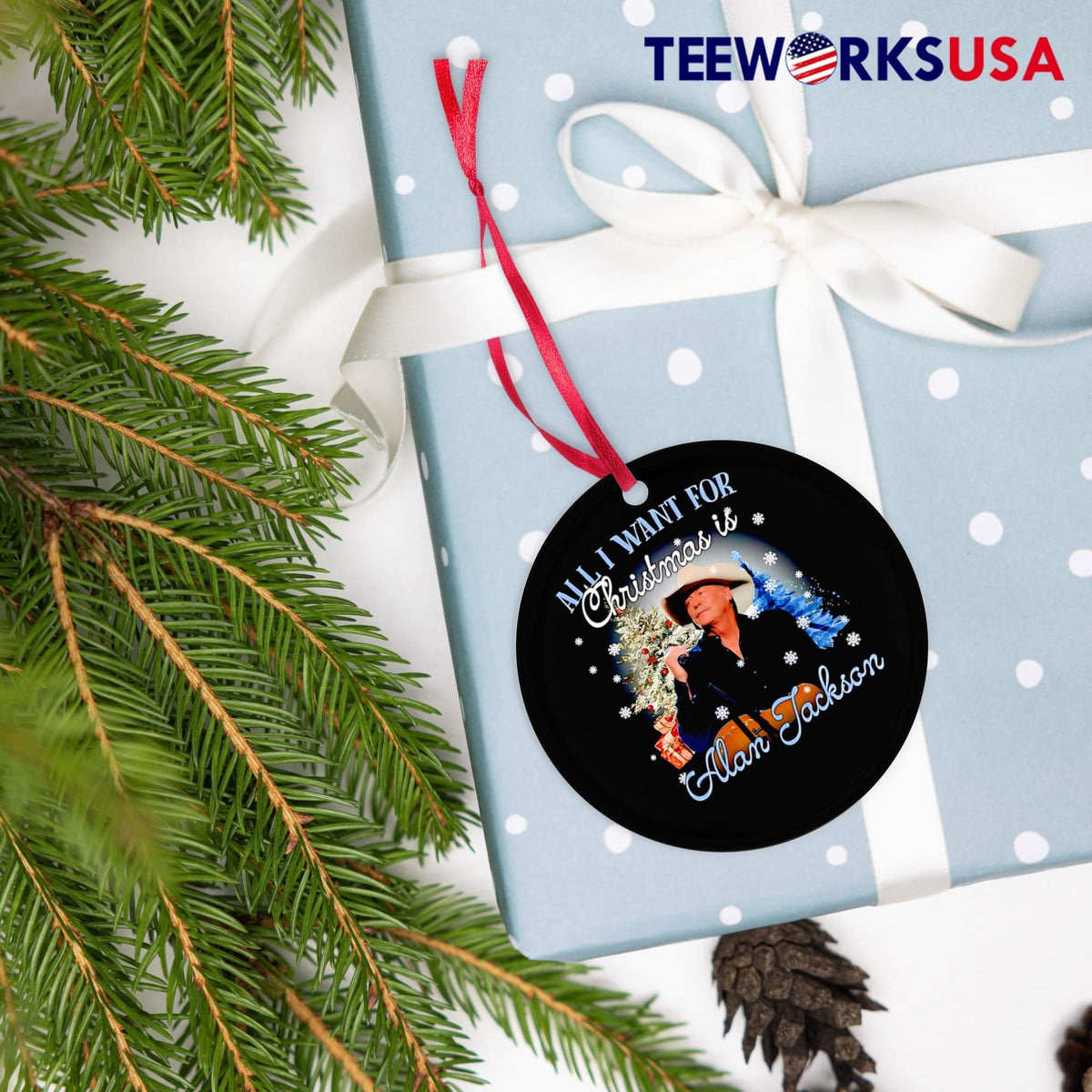 All I want for Christmas is Alan Jackson - Adult & Kids T-Shirts, Sweatshirts & Hoodies apparel design preview 4
