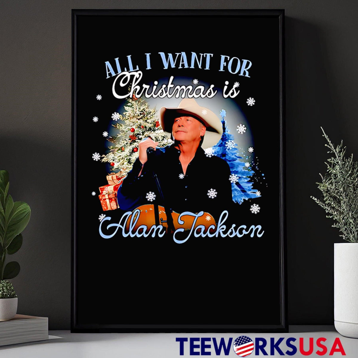All I want for Christmas is Alan Jackson - Adult & Kids T-Shirts, Sweatshirts & Hoodies apparel design preview 5
