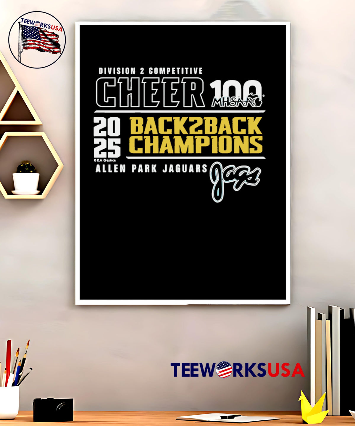Allen Park Jaguars 2025 MHSAA Cheer Division 2 - Adult & Kids T-Shirts, Sweatshirts & Hoodies apparel design preview 5