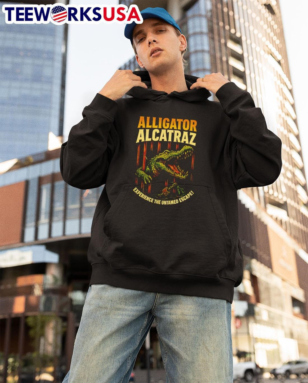 Alligator Alcatraz Untamed Escape - Adult & Kids T-Shirts, Sweatshirts & Hoodies apparel design preview 3