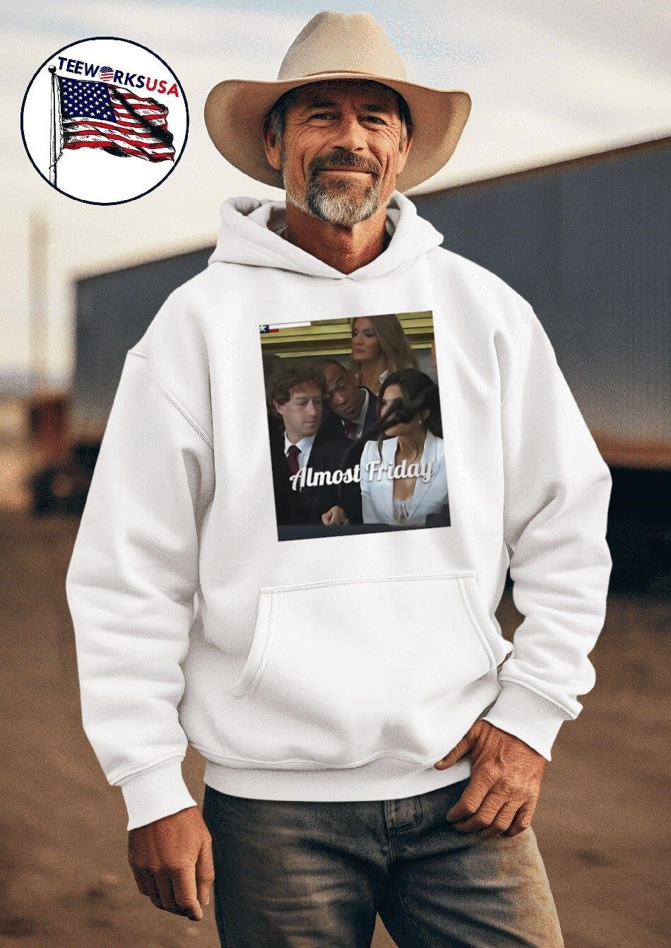 Almost Friday Zuck Inauguration - Adult & Kids T-Shirts, Sweatshirts & Hoodies apparel design preview 2