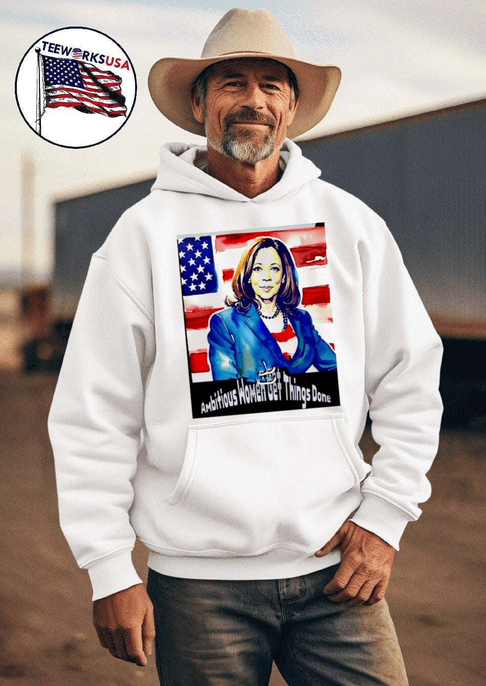 Ambitious women get things done Kamala Harris - Adult & Kids T-Shirts, Sweatshirts & Hoodies apparel design preview 2