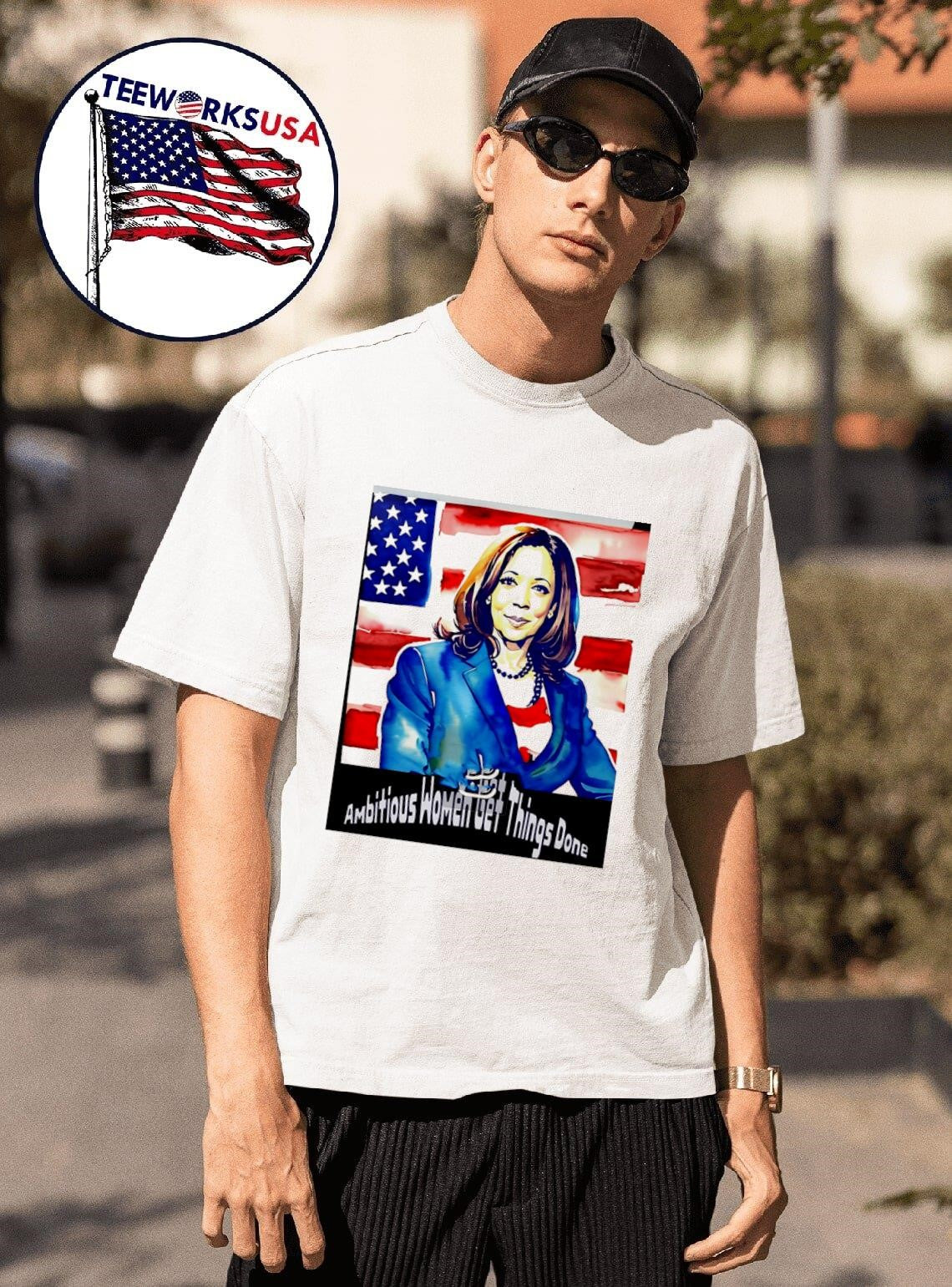 Ambitious women get things done Kamala Harris - Adult & Kids T-Shirts, Sweatshirts & Hoodies apparel design preview 1