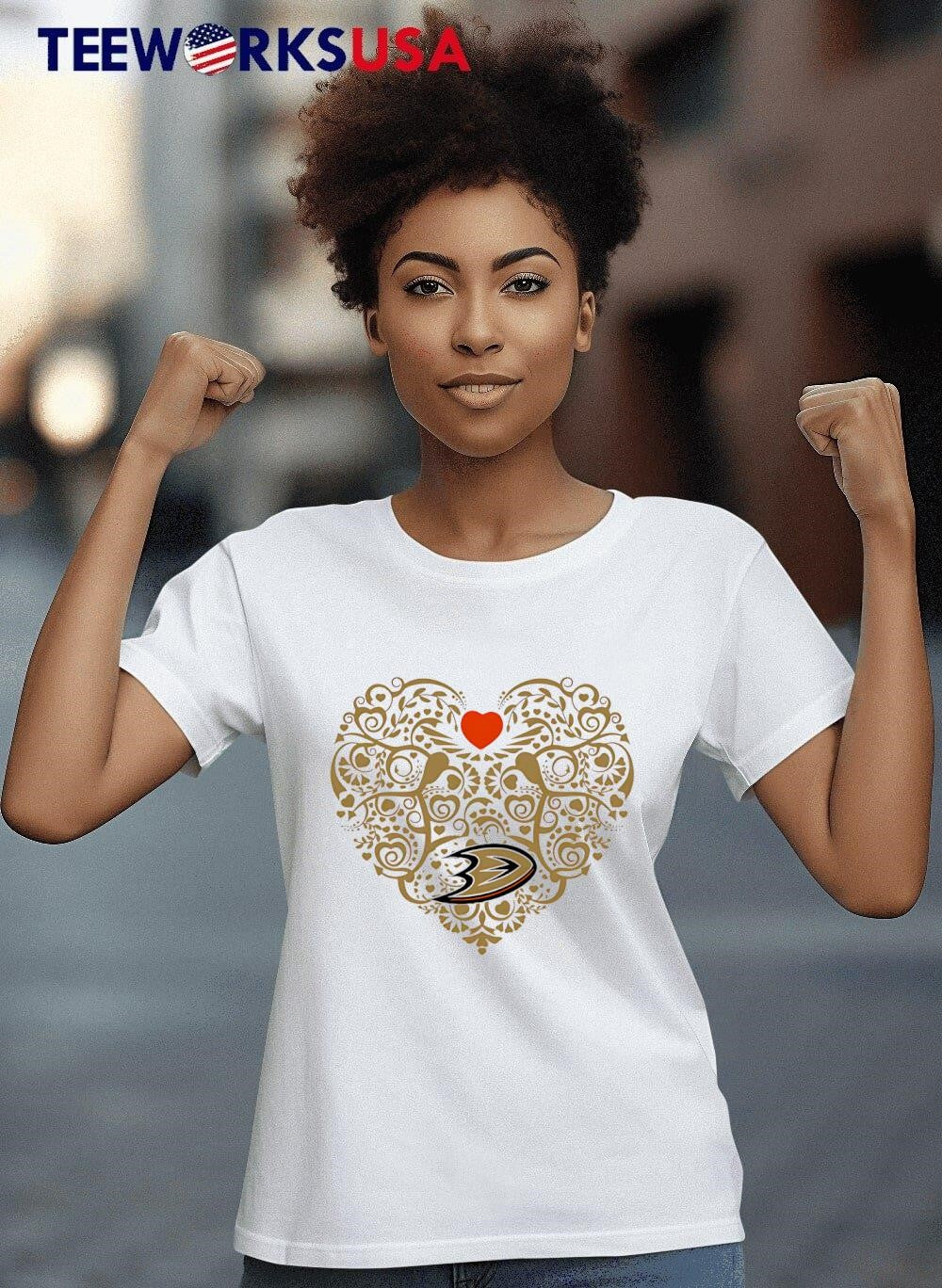 Anaheim Ducks Heart Floral Pattern logo - Adult & Kids T-Shirts, Sweatshirts & Hoodies apparel design preview 8