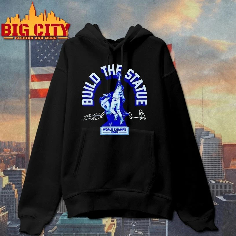 Andy Pages and Kiké Hernandez Build The Statue world - Adult & Kids T-Shirts, Sweatshirts & Hoodies apparel design preview 2