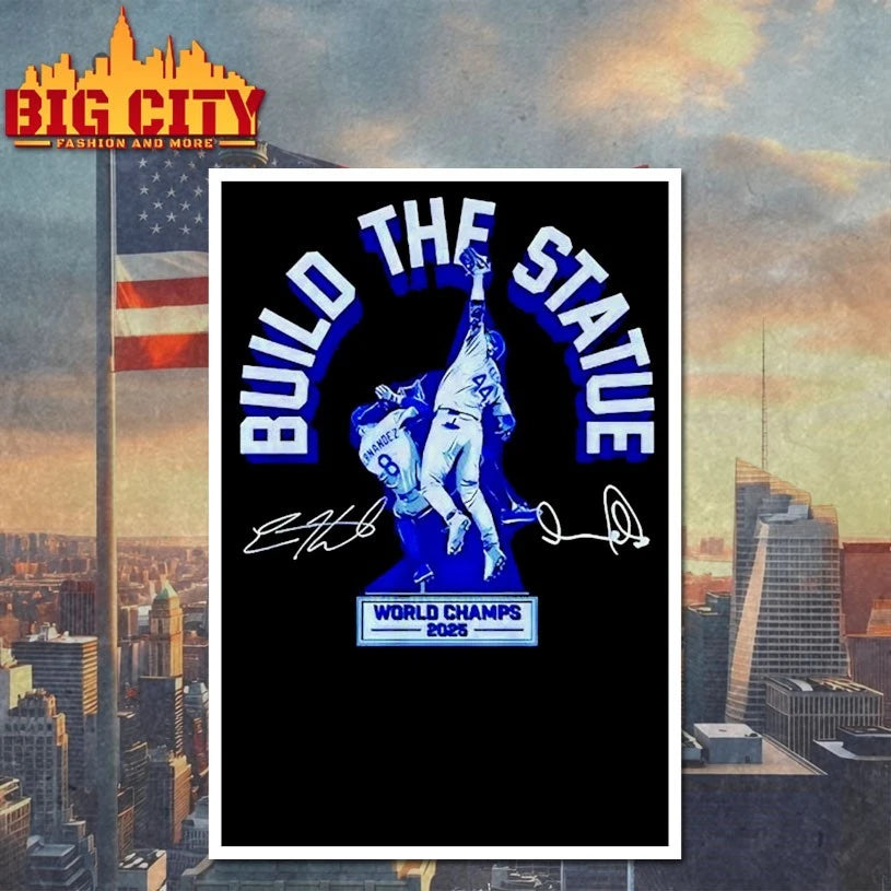 Andy Pages and Kiké Hernandez Build The Statue world - Adult & Kids T-Shirts, Sweatshirts & Hoodies apparel design preview 4