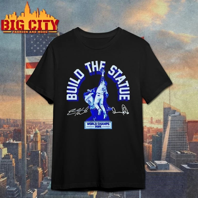 Andy Pages and Kiké Hernandez Build The Statue world - Adult & Kids T-Shirts, Sweatshirts & Hoodies apparel design preview 1