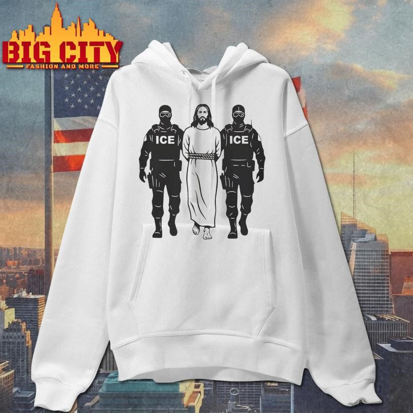 Anti-ICE Jesus Arrested - Adult & Kids T-Shirts, Sweatshirts & Hoodies apparel design preview 2