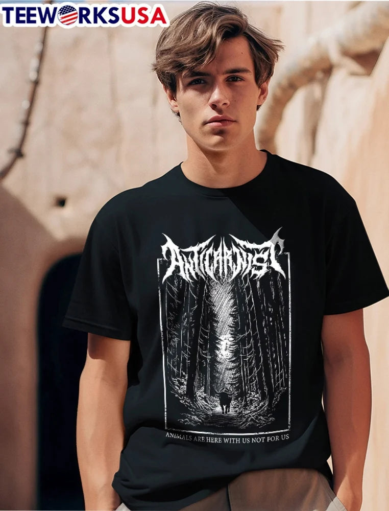 Anticarnist Animals Are Here With US Not For Horned - Adult & Kids T-Shirts, Sweatshirts & Hoodies apparel design preview 1