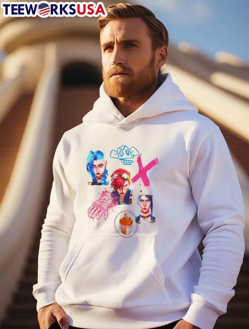 Arcane Graffiti Collage Girls Jinx - Adult & Kids T-Shirts, Sweatshirts & Hoodies apparel design preview 2