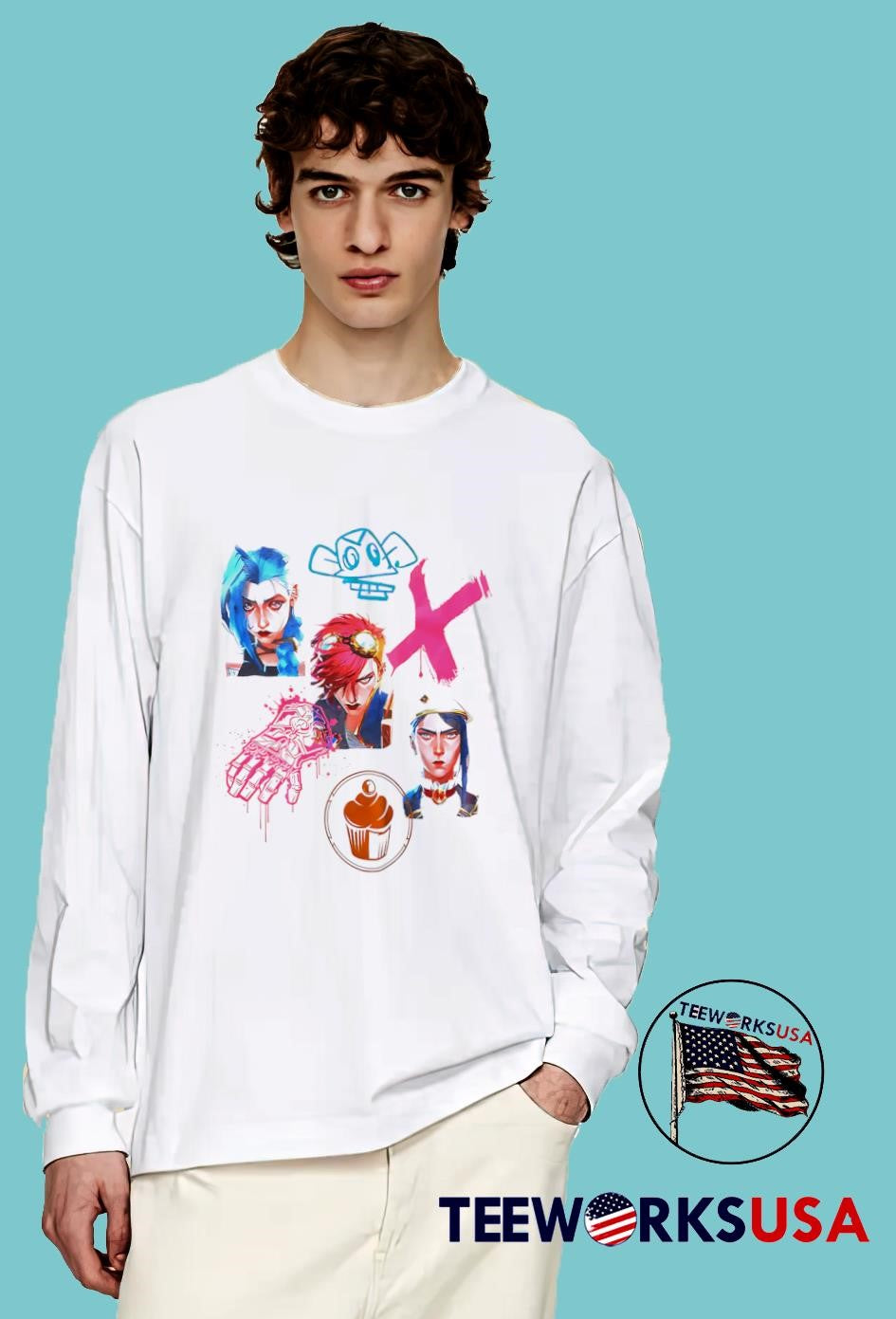 Arcane Graffiti Collage Girls Jinx - Adult & Kids T-Shirts, Sweatshirts & Hoodies apparel design preview 4
