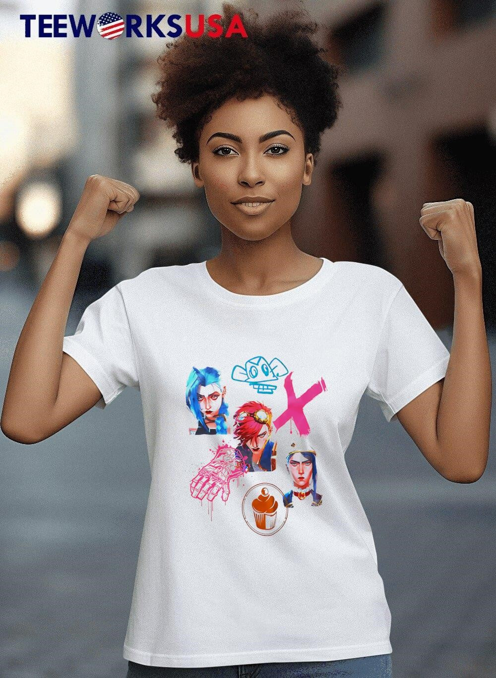 Arcane Graffiti Collage Girls Jinx - Adult & Kids T-Shirts, Sweatshirts & Hoodies apparel design preview 8