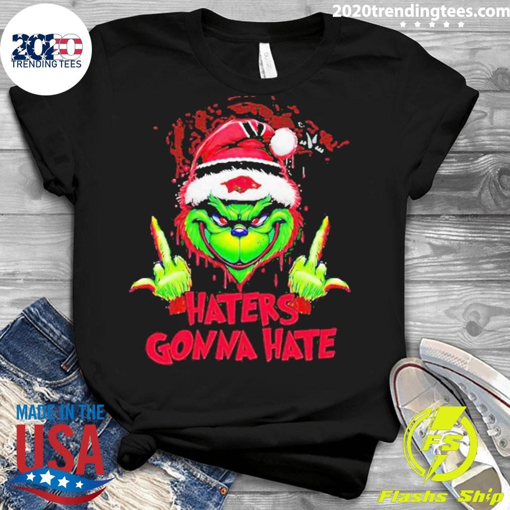 Arkansas Razorbacks Grinch Haters Gonna Hate - Adult & Kids T-Shirts, Sweatshirts & Hoodies apparel design preview 3