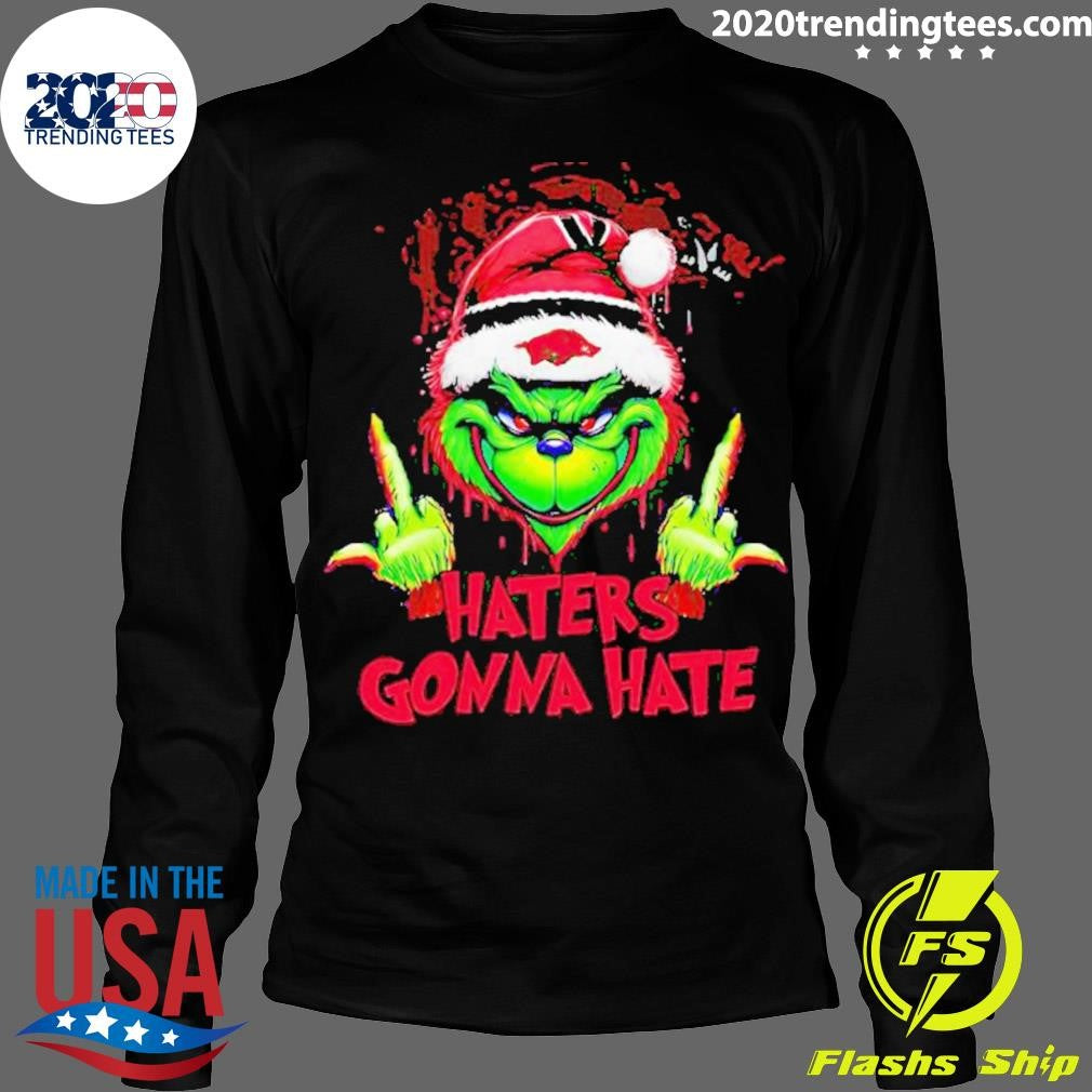 Arkansas Razorbacks Grinch Haters Gonna Hate - Adult & Kids T-Shirts, Sweatshirts & Hoodies apparel design preview 4