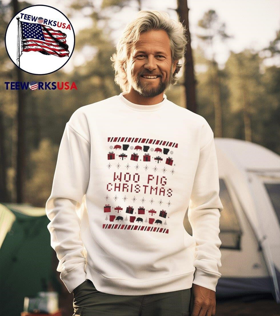Arkansas Razorbacks woo pig Christmas - Adult & Kids T-Shirts, Sweatshirts & Hoodies apparel design preview 3