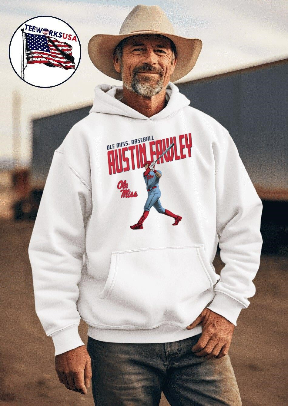 Austin Fawley Ole Miss baseball Illustrated - Adult & Kids T-Shirts, Sweatshirts & Hoodies apparel design preview 2