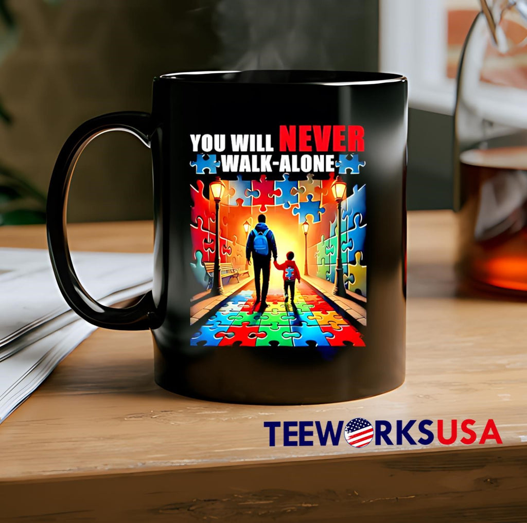 Autism Dad Mom You'll Never Walk Alone - Adult & Kids T-Shirts, Sweatshirts & Hoodies apparel design preview 2