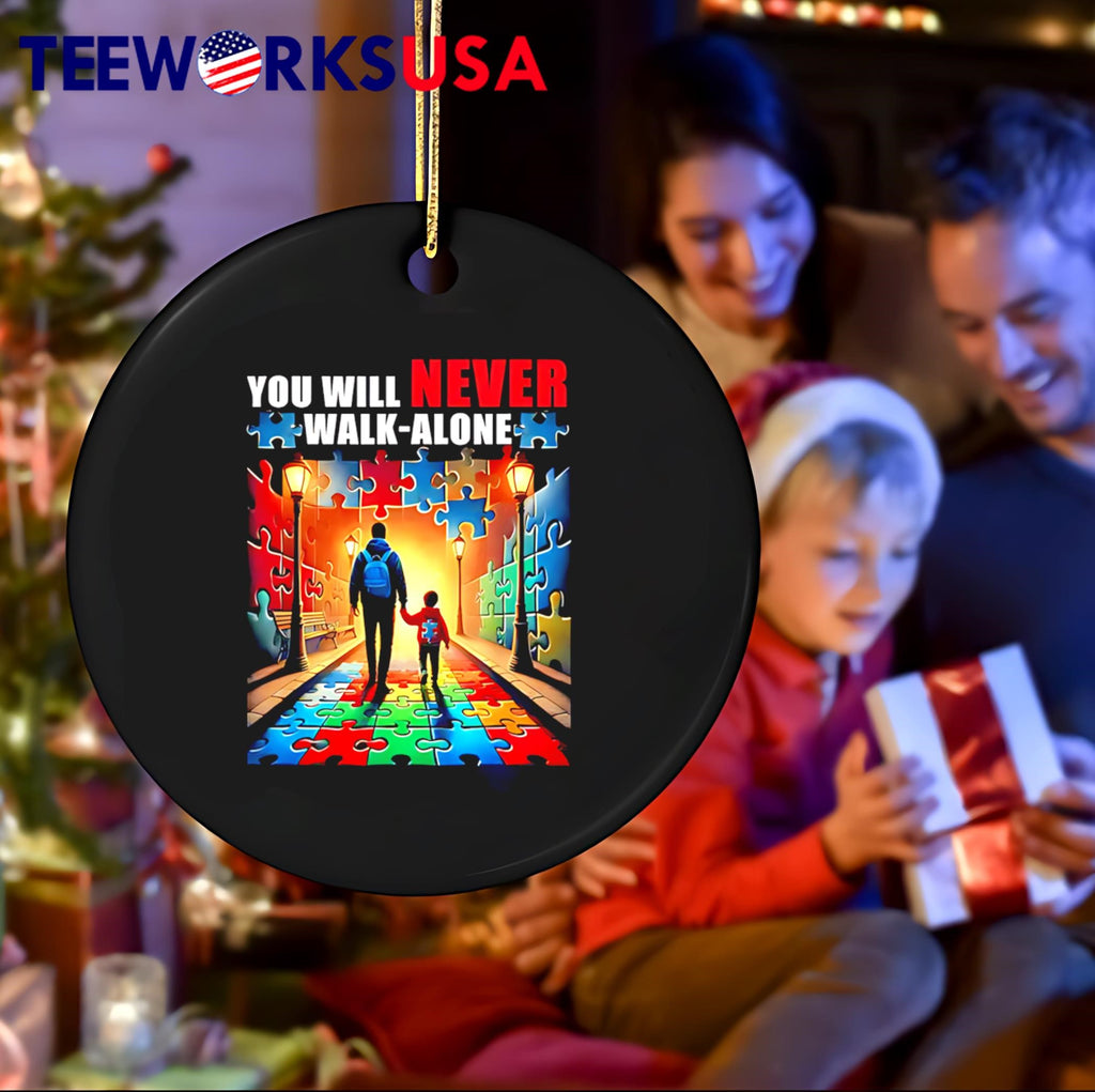 Autism Dad Mom You'll Never Walk Alone - Adult & Kids T-Shirts, Sweatshirts & Hoodies apparel design preview 4