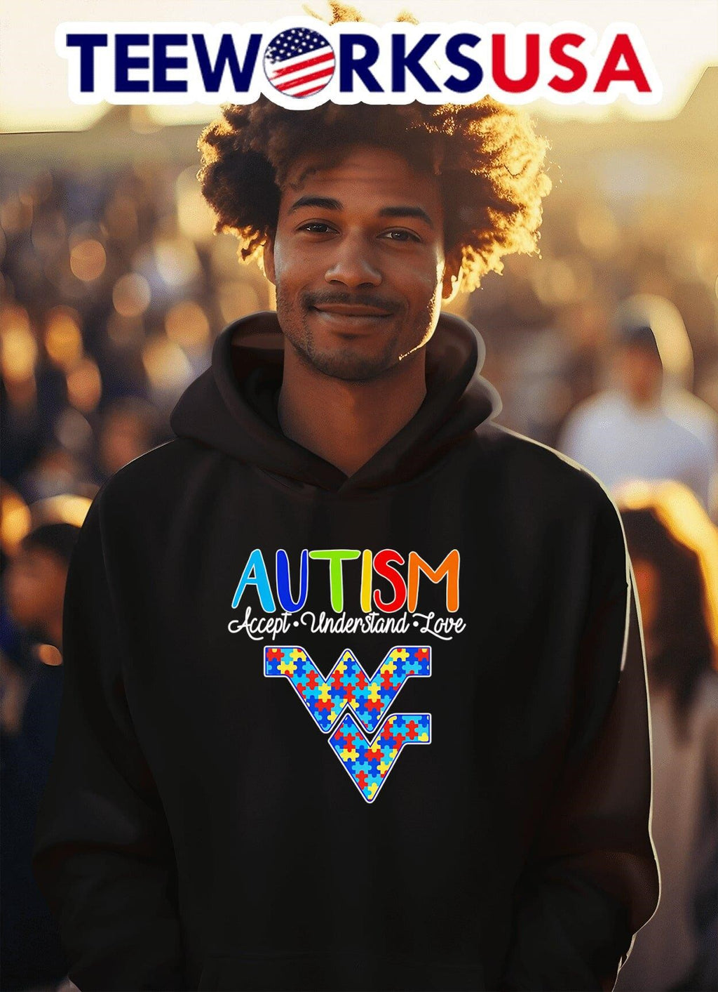 Autism accept understand love West Virginia - Adult & Kids T-Shirts, Sweatshirts & Hoodies apparel design preview 2