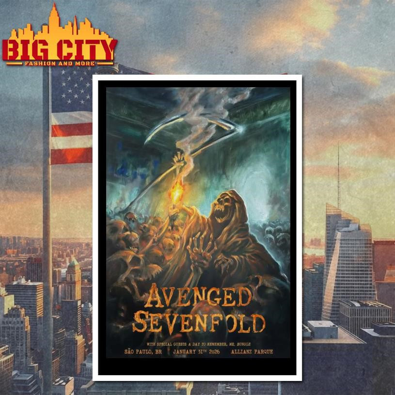 Avenged Sevenfold 1-31-2026 São Paulo, Brazil Poster - Adult & Kids T-Shirts, Sweatshirts & Hoodies apparel design preview 4