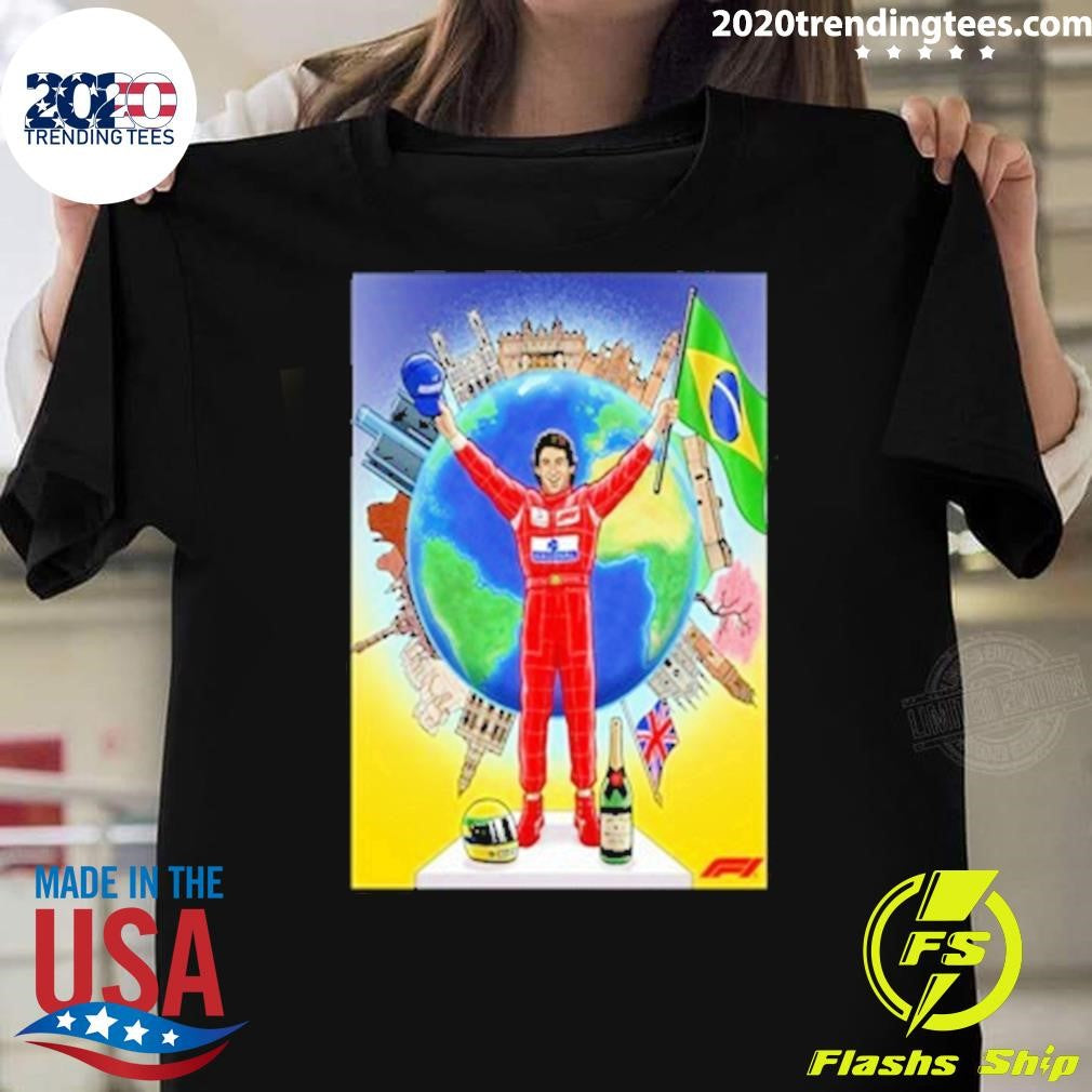 Awesome Across The World Ayrton Senna's Legacy Lives - Adult & Kids T-Shirts, Sweatshirts & Hoodies apparel design preview 1